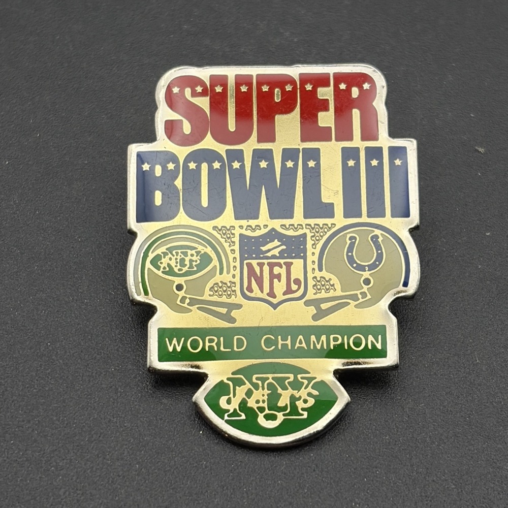 Super Bowl III New York Jets Indianapolis Colts NFL Football Lapel Hat Pin